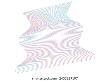 Design elements. Wave of many purple dotted lines. Abstract wavy stripes on white background isolated. Vector illustration EPS 10. Colourful waves with lines created using Blend Tool