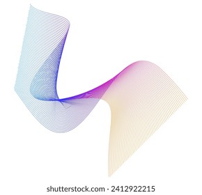 Elementos de diseño. Ola de muchas líneas punteadas púrpura. Resumen de rayas onduladas sobre fondo blanco aisladas. Ilustración del vector EPS 10. Ondas coloridas con líneas creadas mediante la herramienta Mezcla