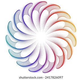 Design elements. Wave of many purple lines circle ring. Abstract vertical wavy stripes on white background isolated. Vector illustration EPS 10. Colorful waves with lines created using Blend Tool
