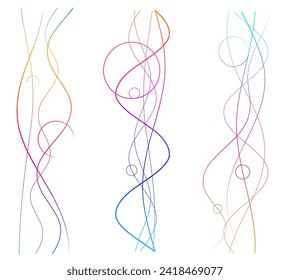 Design elements. Wave of many purple lines. Abstract wavy stripes on white background isolated. Vector illustration EPS 10. Colourful waves with lines 