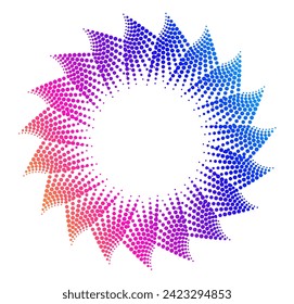 Elementos de diseño. Ola de muchas líneas violetas anillo de círculo. Resumen de rayas onduladas verticales sobre fondo blanco aislado. Ilustración del vector EPS 10. Ondas coloridas con líneas creadas mediante la herramienta Mezcla
