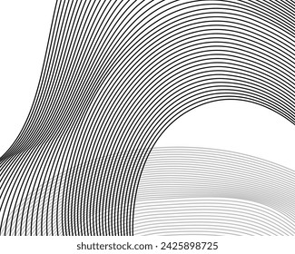 Design elements. Wave of many purple lines. Abstract wavy stripes on white background isolated. Vector illustration EPS 10. Colourful waves with lines 