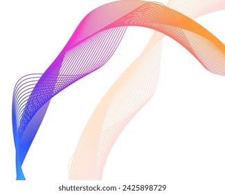 Design elements. Wave of many purple lines. Abstract wavy stripes on white background isolated. Vector illustration EPS 10. Colourful waves with lines 