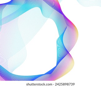 Designelemente. Welle von vielen violetten Linien. Abstrakte wellenförmige Streifen auf weißem Hintergrund isoliert. Vektorabbildung EPS 10. Bunte Wellen mit Linien 