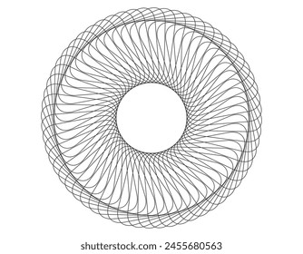 Design elements. Wave of many purple lines circle ring. Abstract vertical wavy stripes on white background isolated. Vector illustration EPS 10. Colourful waves with lines created using Blend Tool
