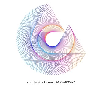 Design elements. Wave of many purple lines circle ring. Abstract vertical wavy stripes on white background isolated. Vector illustration EPS 10. Colourful waves with lines created using Blend Tool
