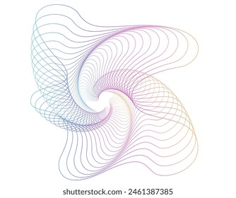 Design elements. Wave of many purple lines circle ring. Abstract vertical wavy stripes on white background isolated. Vector illustration EPS 10. Colourful waves with lines created using Blend Tool
