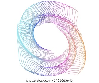 Design elements. Wave of many purple lines circle ring. Abstract vertical wavy stripes on white background isolated. Vector illustration EPS 10. Colourful waves with lines created using Blend Tool
