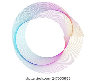 Elementos de diseño. Onda de muchas líneas púrpuras círculo anillo. Abstractas Vertical rayas onduladas sobre fondo blanco aislado. Ilustración vectorial EPS 10. Ondas de colores con líneas creadas con la herramienta Mezcla
