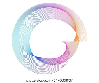 Elementos de diseño. Onda de muchas líneas púrpuras círculo anillo. Abstractas Vertical rayas onduladas sobre fondo blanco aislado. Ilustración vectorial EPS 10. Ondas de colores con líneas creadas con la herramienta Mezcla
