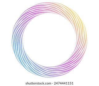 Elementos de diseño. Onda de muchas líneas púrpuras círculo anillo. Abstractas Vertical rayas onduladas sobre fondo blanco aislado. Ilustración vectorial EPS 10. Ondas de colores con líneas creadas con la herramienta Mezcla
