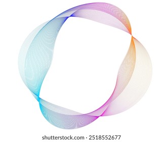 Designelemente. Welle von vielen violetten Linien kreisen Ring. Abstrakte vertikale, wellenförmige Streifen auf weißem Hintergrund einzeln. Vektorgrafik EPS 10