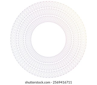 Design elements. Wave of many purple lines circle ring. Abstract rainbow wavy stripes on white background isolated. Vector illustration EPS 10. Colourful waves with lines created using Blend Tool