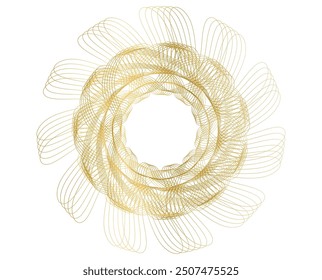 Design elements. Wave of many sparkling lines. Abstract circle glow wavy shape on a white background isolated. Creative line art. Vector illustration EPS 10 art deco style for wedding invitation