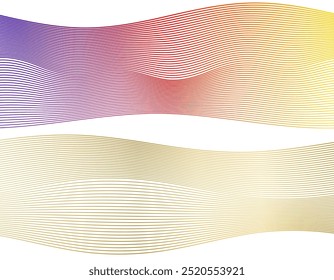 Design elements. Wave of many sparkling lines. Abstract circle glow wavy shape on a white background isolated. Creative line art. Vector illustration EPS 10 art deco style for wedding invitation