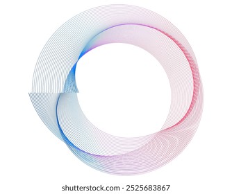 Design elements. Wave of many sparkling lines. Abstract circle glow wavy shape on a white background isolated. Creative line art. Vector illustration EPS 10 art deco style for wedding invitation