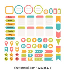 Design elements for website. Template for notebooks. Monthly planner. Set for blog design. Stickers. Vector illustration