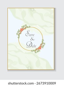 Design elements for wedding invitation templates and other cards.
Elegant orange rose and green leaf decoration concept.
Vector illustration.