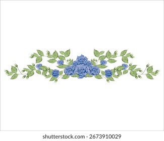 Design elements for wedding invitation templates and other cards.
Elegant blue rose and green leaf decoration concept.
Vector illustration.