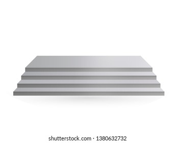 Design elements White stairs realistic illustration design with shadow on transparent background. 3D Stand on isolated clean blank table. Vector illustration EPS 10 for promotional presentation