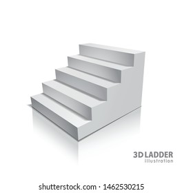 Design elements White stairs realistic illustration design with shadow on transparent background. 3D Stand on isolated. Illustration for promotional presentation