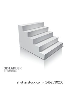 Design elements White stairs realistic illustration design with shadow on transparent background. 3D Stand on isolated. Illustration for promotional presentation