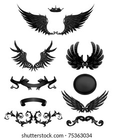 Design elements with wings, high quality 10eps