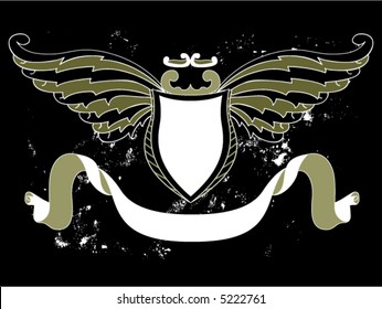 Design Elements: Wings, Shield and Ribbon - Vector