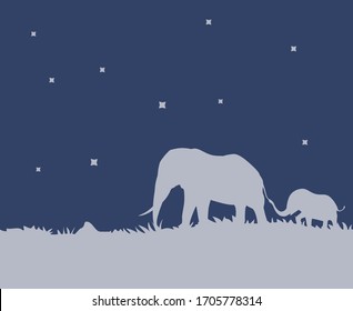 Design of elephants walking in the night