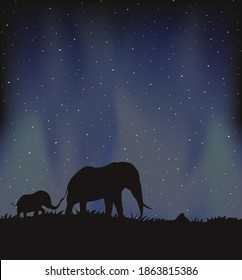 Design of elephants walking in the night