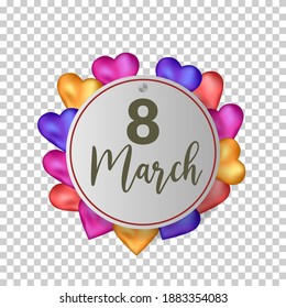 design emblem 8 march balloons heart realistic celebration banner illustration