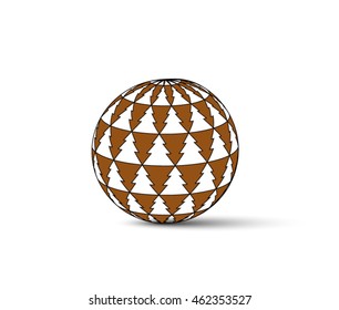 Design emblem globe forest. Brown and white tones.
