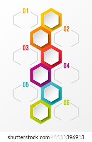 Design of empty infographic layout with hexagonal icons. Vector.