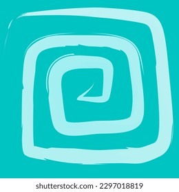 Αbstract design endless line form square spiral on turquoise background. Vector illustration