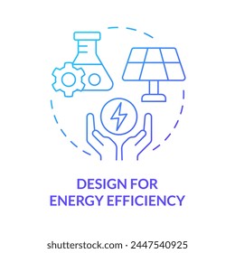 Design for energy efficiency blue gradient concept icon. Chemical syntheses, synthetic reaction. Round shape line illustration. Abstract idea. Graphic design. Easy to use presentation, article