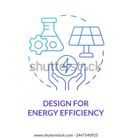 Design for energy efficiency blue gradient concept icon. Chemical syntheses, synthetic reaction. Round shape line illustration. Abstract idea. Graphic design. Easy to use presentation, article