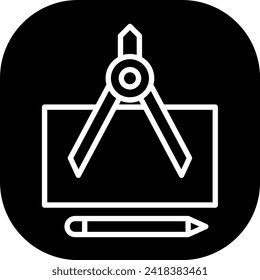 Design-Ingenieursymbol mit schwarz gefüllter Rahmenlinie. Design, abstrakt, Erfolg, Bericht, Banner, Grafik, Vorlage. Vektorgrafik