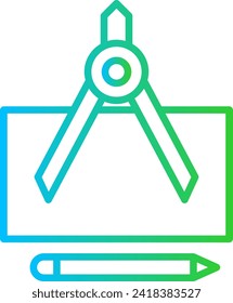 Design engineering icon with blue and green gradient outline style. design, abstract, success, report, banner, graphic, template. Vector Illustration