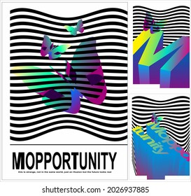 The design, entitled Butterfly M Opportunity, is inspired by the illusion of line art and extruded 3d main object in gradient colors. can be used for home decor posters, wallpapers, prints.