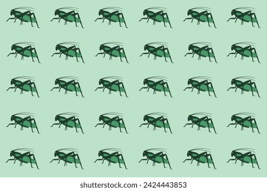 Design Entomophagy concept. Seamless pattern with Grasshoppers. Insects eco friendly alternative meat. Vector illustration can used wallpaper and fabric print. EPS 10. Editable stroke