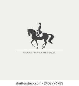 Design equestrian dressage logo. Vector Illustration