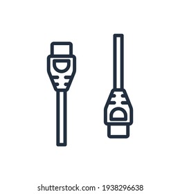 Das Design der Ethernet-Kabelumriss Symbol Vektorgrafik, diese Vektorgrafik ist für Symbole, Logos, Illustrationen, Aufkleber, Bücher, Cover, etc. geeignet.