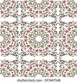 Design ethnic. Floral seamless pattern. Eastern geometric floral design. Endless texture for wrapping, textiles, paper.