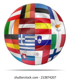 design of a euro coin with flags