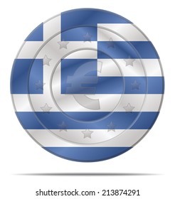 design of a euro coin with the Greece flag 