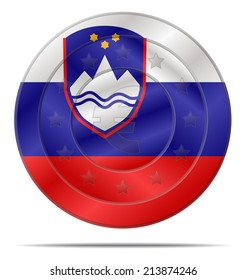 design of a euro coin with the Slovenia flag 