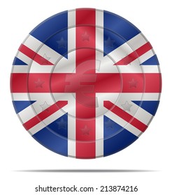 design of a euro coin with the uk flag 