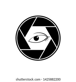 design of eye with shutter cam symbol