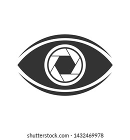 design of eye with shutter cam symbol
