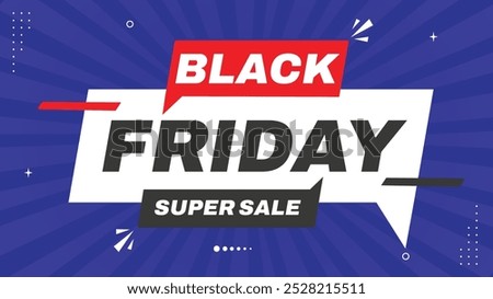 Design Eye-Catching Black Friday Super Sale Banner with Element Shapes Template: Red, Black, White, Purple Gradient Sale Background for Maximum Impact and Customer Engagement